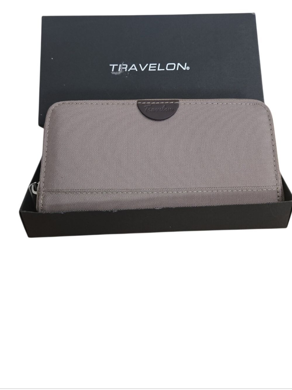 Travelon RFID Zip Around Wallet Taupe NWT in Box Wristlet Nylon